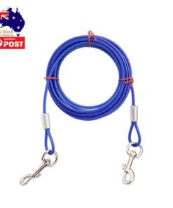 5M Dog Tie Out Cable Leash Lead Tangle Free Outdoor Yard Walking Runing