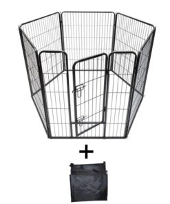 6 Panels 100 cm Heavy Duty Pet Dog Cat Puppy Rabbit Exercise Playpen Fence Extension With Cover