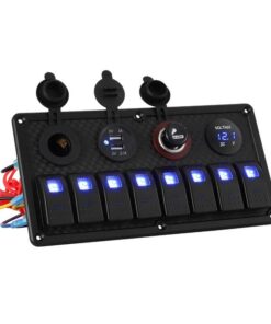 8 Gang 12V Switch Panel For Car Boat Marine USB ON-OFF LED Rocker Toggle