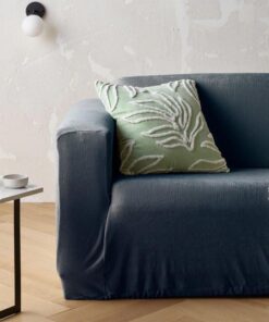 Accessorize Asher Dark Blue Stretch Sofa Cover with Square Arms 3 Seater