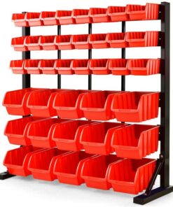 BAUMR-AG 39 Parts Bin Rack Storage System Floor Mount - Red