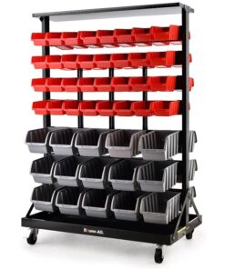 BAUMR-AG 94 Parts Bin Rack Storage System Mobile Double-Sided - Red