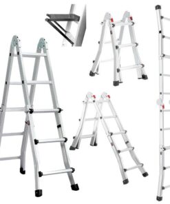 BULLET 2.9m Folding Aluminium Multipurpose Ladder, w/ Workshelf Platform, Spring Assisted Rapid Safety Lock Adjusters
