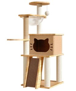 Cat Scratcher Bed Tower with Hammock Climbing Flower Tree Condo Ladder 120cm(Light Coffee)