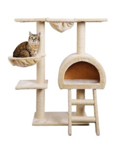 Cat Tree 100cm Tower Scratching Post Scratcher Condo House Trees Bed Beige