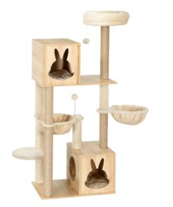 Cat Tree 141cm Tower Scratching Post Scratcher Wood Bed Condo Toys House Ladder
