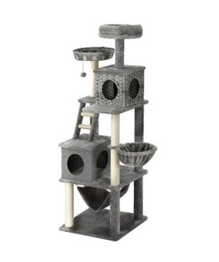 Cat Tree 169cm Tower Scratching Post Scratcher Wood Bed Condo House Rattan Ladder