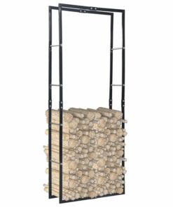 Firewood Rack Black 80x25x200 cm Steel