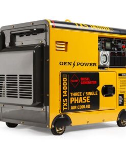 GENPOWER 7kW Peak 5kW Rated Commercial Diesel Generator, Electric Key Start, 1 x 20A 415V 3 Phase, 3 x 15A 240V