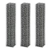 Gabion Set 3 pcs Galvanised Wire 25x25x150 cm