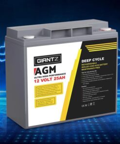 Giantz AGM Deep Cycle Battery 12V 25Ah Box Portable Solar Caravan Camping