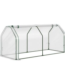 Green Fingers Mini Greenhouse PE Cover Green House Roll-Up Zippered Door 1.2x0.5x0.6M