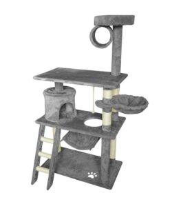 Grey Cat Tree Tower Condo Scratching Post Bed Stand 1.4M