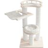 HONEYPOTCAT Leisure Loft With Hammock & Scratch Post - White Velvet - 127cm
