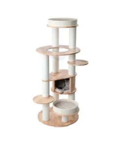 HONEYPOTCAT MZ Varnished Solid Wood Cat Tower With Capsule - 163cm