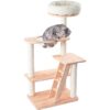 HONEYPOTCAT Serenity Plush Top Cat Tower - Wood Wax 125cm