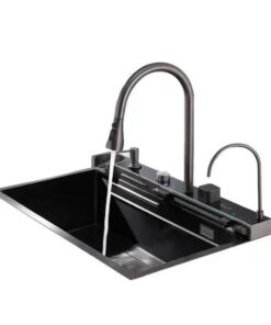 Integrated Waterfall Kitchen Sink Honeycomb Technology Large Digitial Display Stainless Steel Water Filter Cup Washer