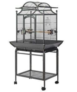 Large Bird Budgie Cage Parrot Aviary Carrier With Stand & Wheel
