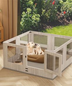 Large Dog Indoor Whelping Box, Tempered Glass & MDF