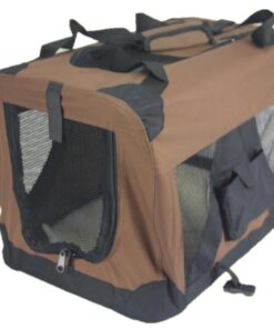 Large Portable Foldable Pet Dog Cat Puppy Travel Cage Soft Crate-Brown