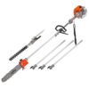 MTM 62cc Long Reach Pole Saw and Hedge Trimmer, 2-Stroke Petrol, 12" Tree Trimming Pruning Chainsaw Bar, 2 Extension Shafts