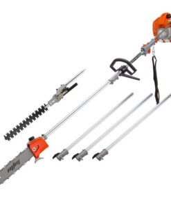 MTM 62cc Long Reach Pole Saw and Hedge Trimmer, 2-Stroke Petrol, 12" Tree Trimming Pruning Chainsaw Bar, 2 Extension Shafts