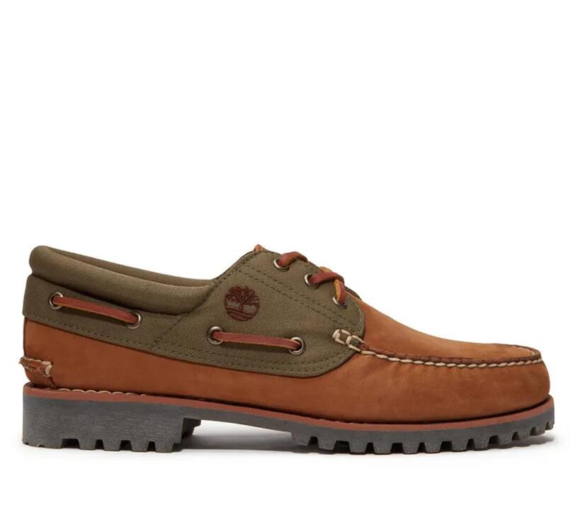 Men's Timberland Authentic Handsewn 3-Eye Boat Shoe Brown 7 US Mens