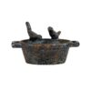 Mini Cast Iron Vintage Black Birdfeeder / Holder w 2 Birds 15cm