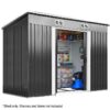 PLANTCRAFT Galvanised Steel Garden Shed 2.38 x 1.31 x 1.82m, with 2 Sliding Doors, 2 Air Vents, Skillion Roof, Floor Frame
