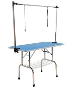 Paw Mate Pet Grooming Salon Table Dual 120cm Adjustable Foldable Mobile for Commercial BLUE