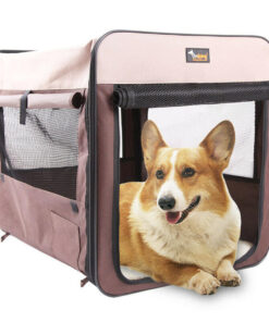 Pet Carrier Bag Soft Dog Crate Cage Kennel Tent House Foldable Portable Car Bed Brown 82*58*58CM