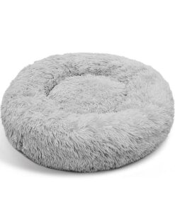 Pet Dog Bed Bedding Warm Plush Round Comfortable Dog Nest Light Grey M 70cm