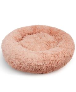 Pet Dog Bedding Warm Plush Round Comfortable Nest Comfy Sleep kennel Pink M 70cm