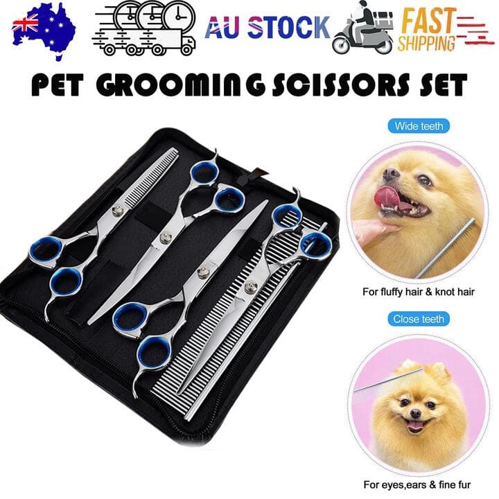 Professional Pet Grooming Scissors Set Dog Shear Hair Cutting Curved Tool Kit 3 Professional Pet Grooming Scissors Set Dog Shear Hair Cutting Curved Tool Kit