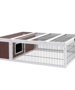 Rabbit Hutch 124cm x 90cm x 35cm Chicken Coop Large Outdoor Wooden Run Cage House