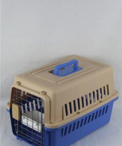 Small Dog Cat Crate Pet Carrier Airline Cage With Bowl and Tray-Blue