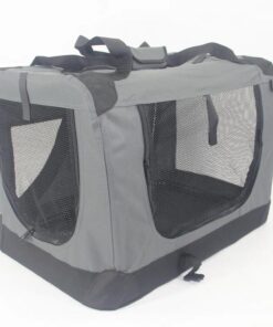 Small Portable Foldable Dog Cat Puppy Soft Crate Rabbit Cage-Grey