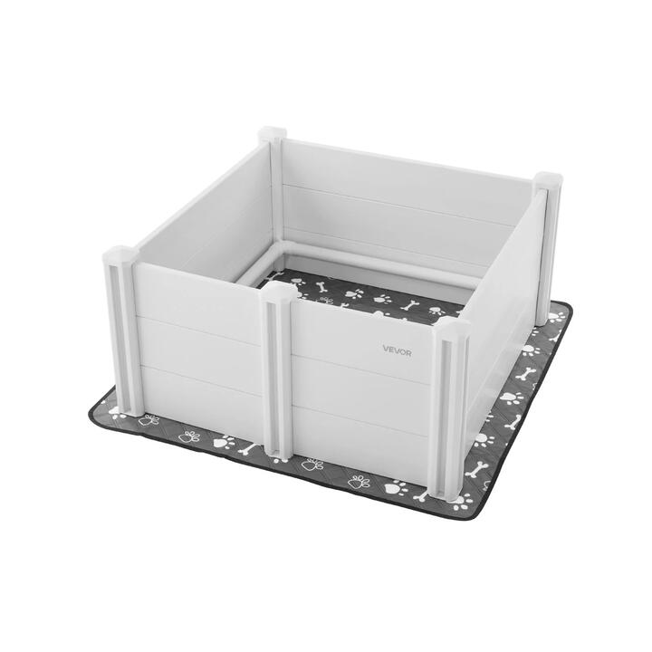 VEVOR Dogs Whelping Box, 980 x 980 x 460 mm, Plastic PVC Puppies Playpen with Height Adjustable Door and Washable Pee Pad, Anti-Deformation Indoor Pup