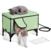 VEVOR Elevated Heated Cat House, Cuboid Kitty Shelter with Adjustable Temperature and Timer, 900D Oxford Cloth Foldable Cat Shelter with Heated Pad fo