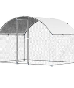 VEVOR Metal Chicken Coop, 9.8x6.5x6.5ft Large Walk-in Chicken Runs with Cover, Doom Roof Hen House Enclosure with Security Lock, Outdoor Duck Rabbit C