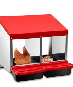 VaKa Chicken Hen Coop Hutch 2 Hole Inside Outside Roll Away Lay Egg Nesting Box