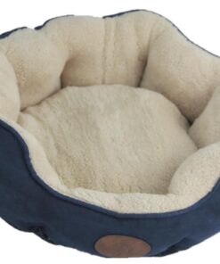 Washable Blue / Grey Fleece Soft Pet Dog Cat Bed-Medium