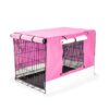 Wire Dog Cage Foldable Crate Kennel 30in with Tray + PINK Cover Combo