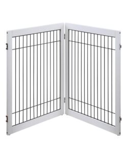 Wooden Dog Pen and Pet Gate Two-Panel Extension, White
