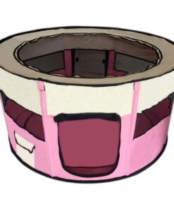 YES4PETS Large Round Portable Soft Playpen Dog Cat Rabbit Puppy Playpen-Pink
