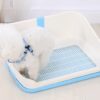YES4PETS Medium Portable Dog Rabbit Potty Training Tray Pet Puppy Toilet Trays Loo Pad Mat With Wall Blue