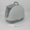 YES4PETS Portable Hooded Cat Toilet Litter Box Tray House with Scoop and Grid Tray Grey