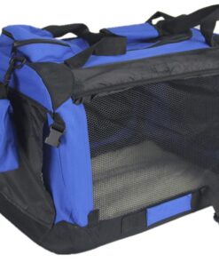 YES4PETS Small Foldable Pet Soft Dog Cat Puppy Rabbit Crate Bag With Curtain-Blue
