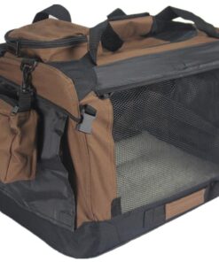 YES4PETS Small Foldable Soft Dog Cat Puppy Rabbit Crate Bag With Curtain-Brown