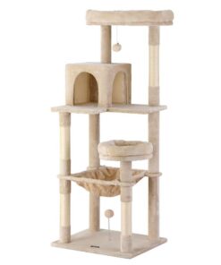 i.Pet Cat Tree 143cm Tower Scratching Post Trees Scratcher Condo House Beige